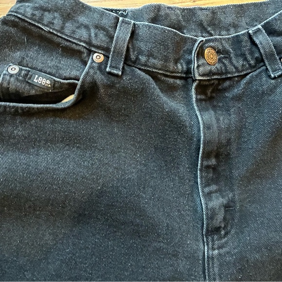 Vintage Lee High Rise Black Mom Jeans Tapered Leg 90s Grunge Size 12 M - Picture 3 of 15
